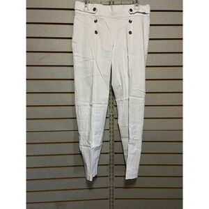 89th + Madison Womens White Sailor Pants Pull On Stretch Button Accent Large
